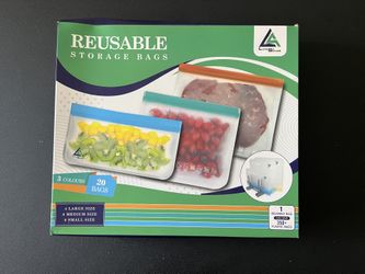 New Reusable Storage Bags 20 Bags 4 lg 8 med 8 small 3 Colors Multiple Available 