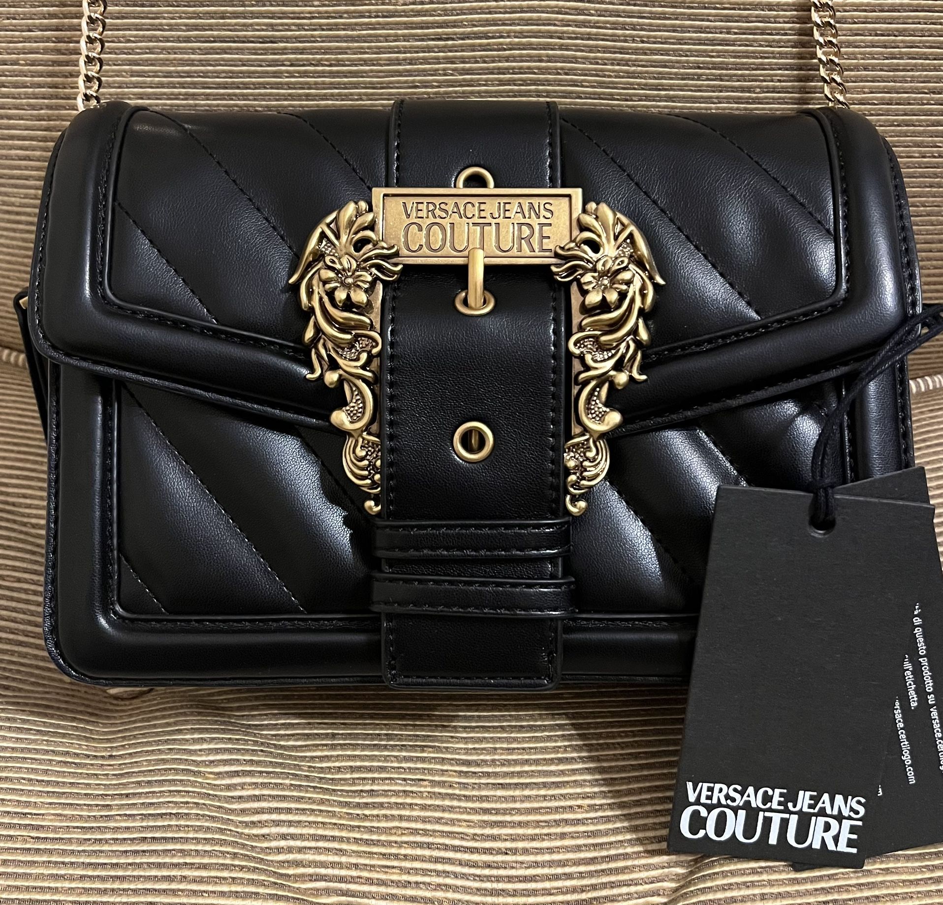 🔥BRAND NEW🔥Versace Jeans Couture Baroque Buckle Shoulder Bag - Black