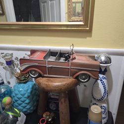 Vintage Red  Metal   Convertible  Model  Car
