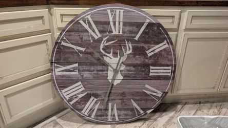 XL Wall Clock Rustic Hunting Cabin Distressed Art Decoration Pier 1 Imports Works Lodge Man Cave Hunting Farmhouse