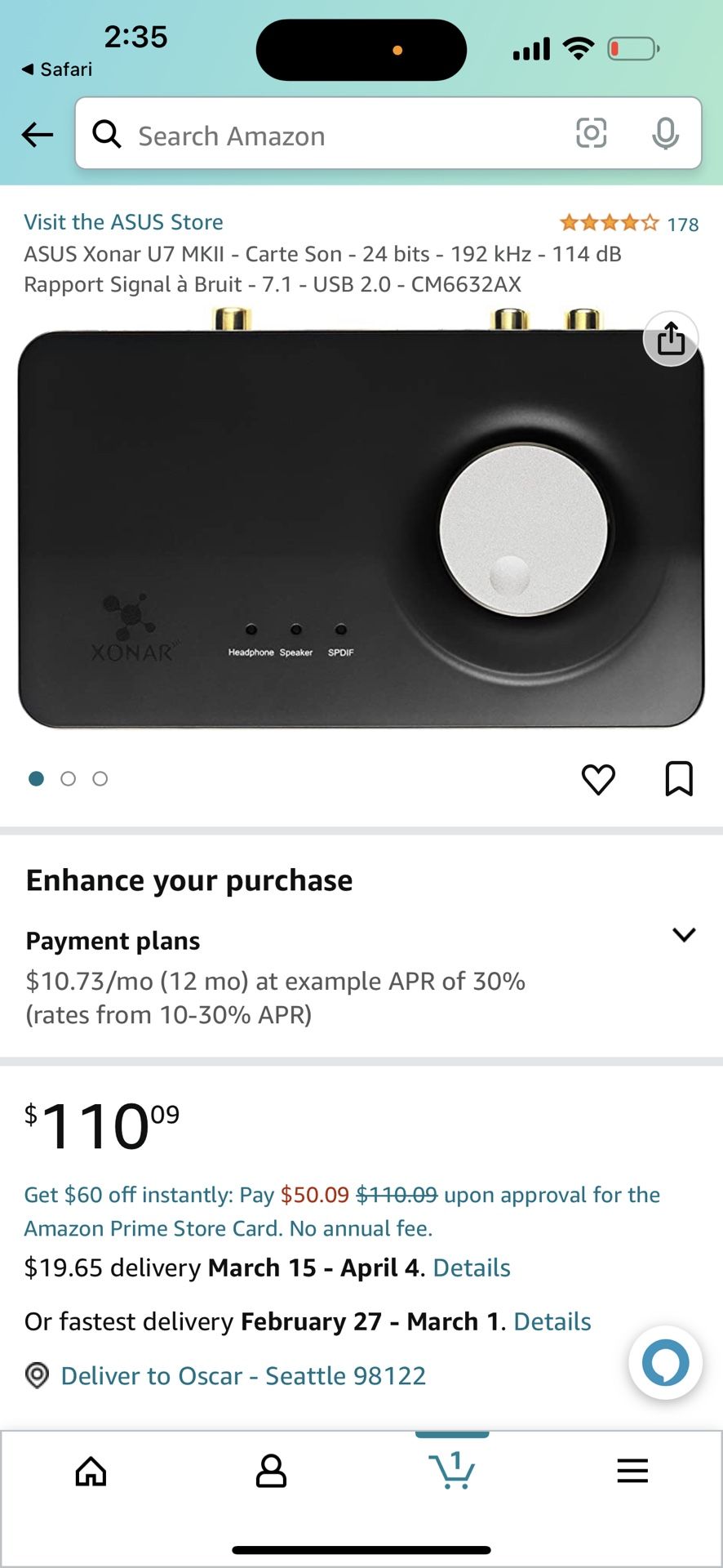 Xonar U7 USB DAC with Headphone Amplifier