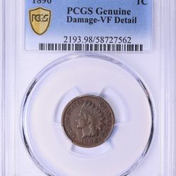1896 Indian Head Penny Cent PCGS Genuine VF Detail