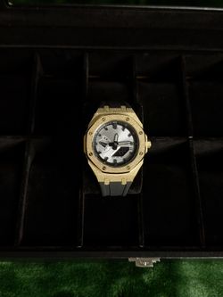 Custom Built Men's G-Shock Watch Casioak Men's Wrist Watch, Black / Gold