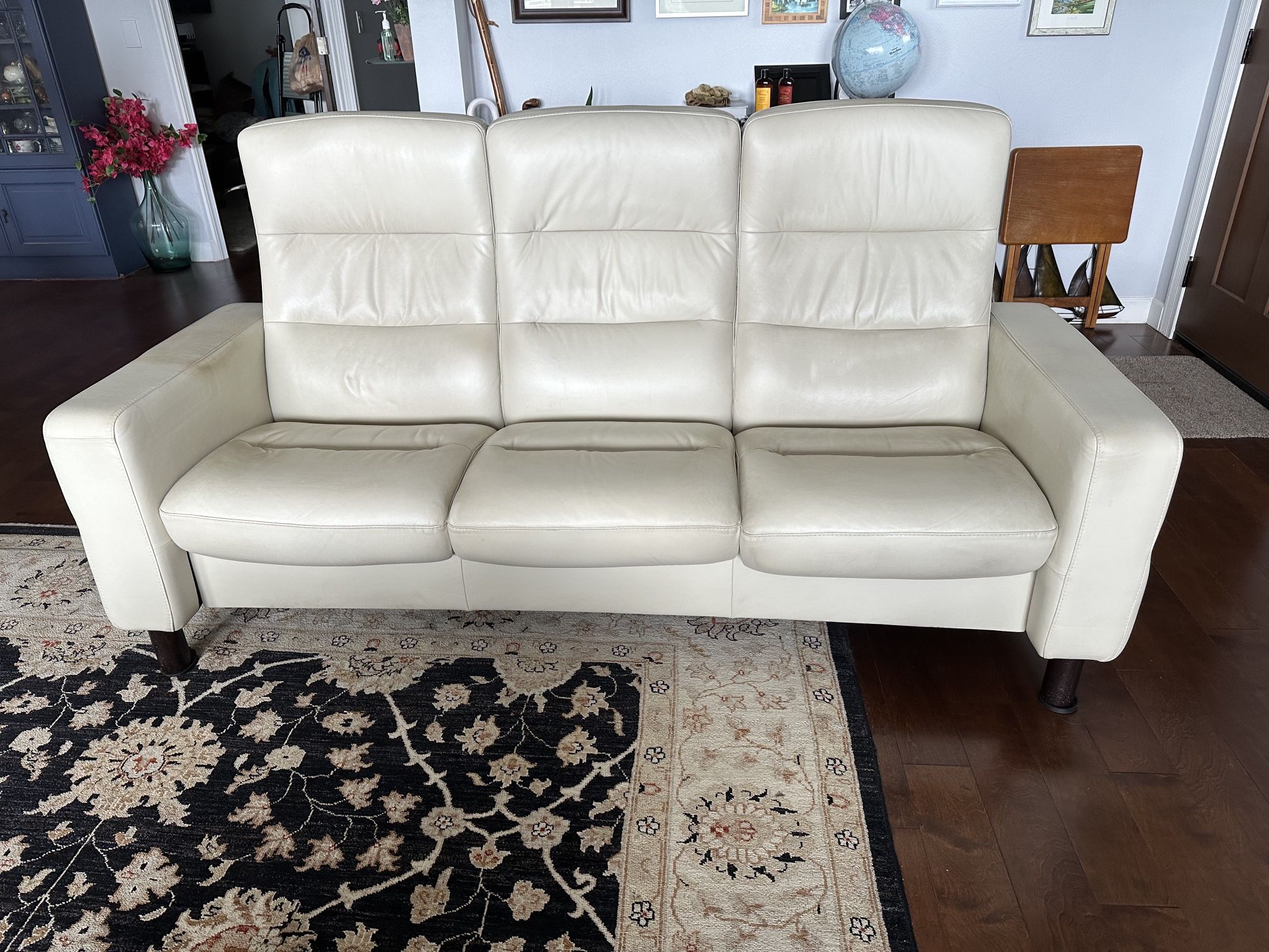 Ivory Leather Sofa-Like New