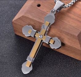 TITANIUM STAINLESS STEEL CROOS WITH CHAIN
