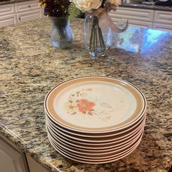 10” Vintage Hand Decorated Stoneware  Plates 