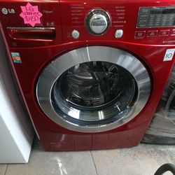 LG front door washer red