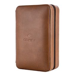Cohiba Brown Leather Ceder Wood 4 Ct Cigar Humidor Travel Case Holder Gift Set