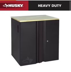 Husky Heavy Duty 28 in. W x 32 in. H x 21.5 in. D Welded 20-Gauge Steel 2-Door Garage Base Freestanding Cabinet in Black