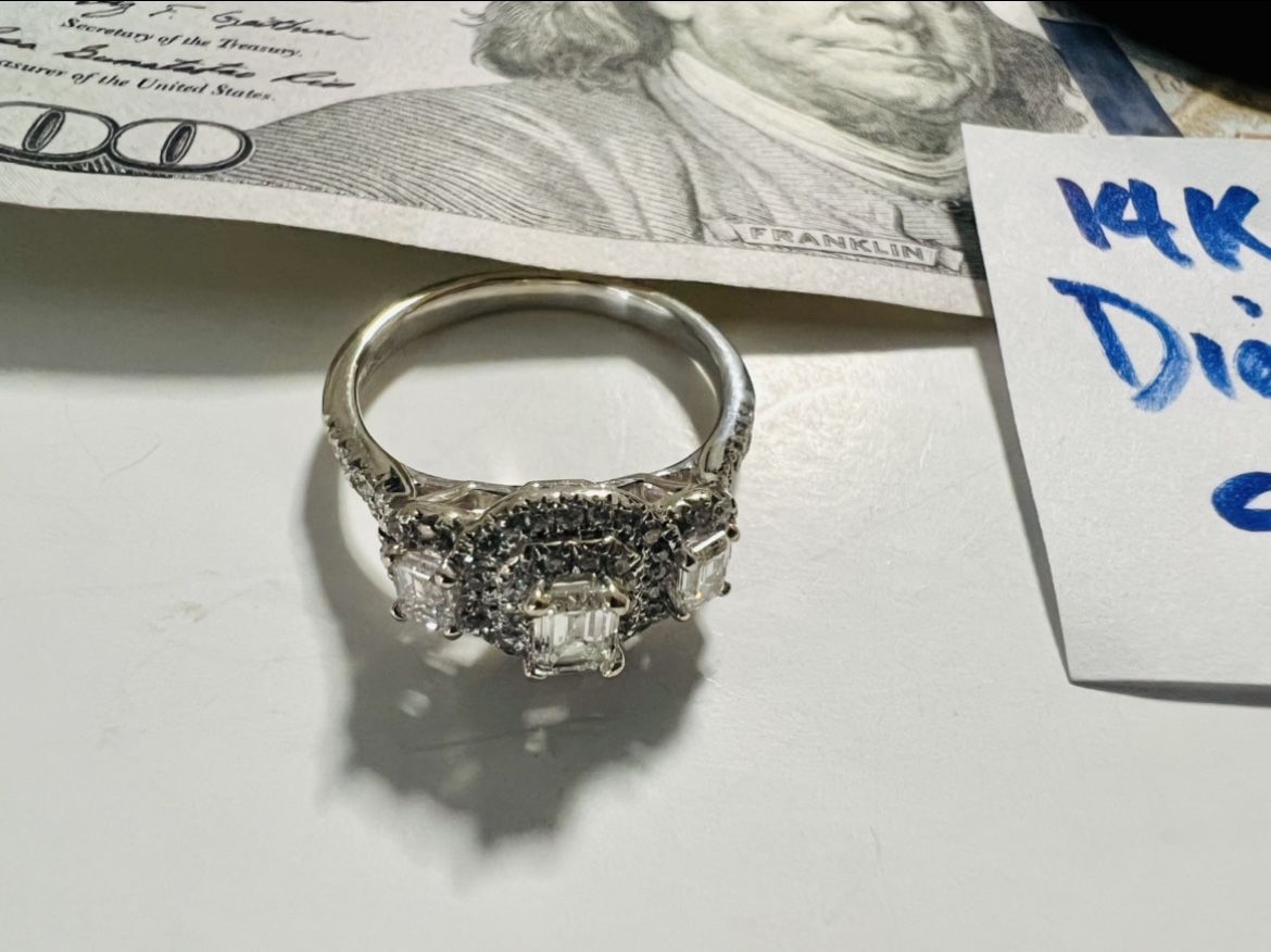 14K Solid White Gold Wedding Ring OVER 2 Ct IN NATIONAL DIAMONDS π Size 7