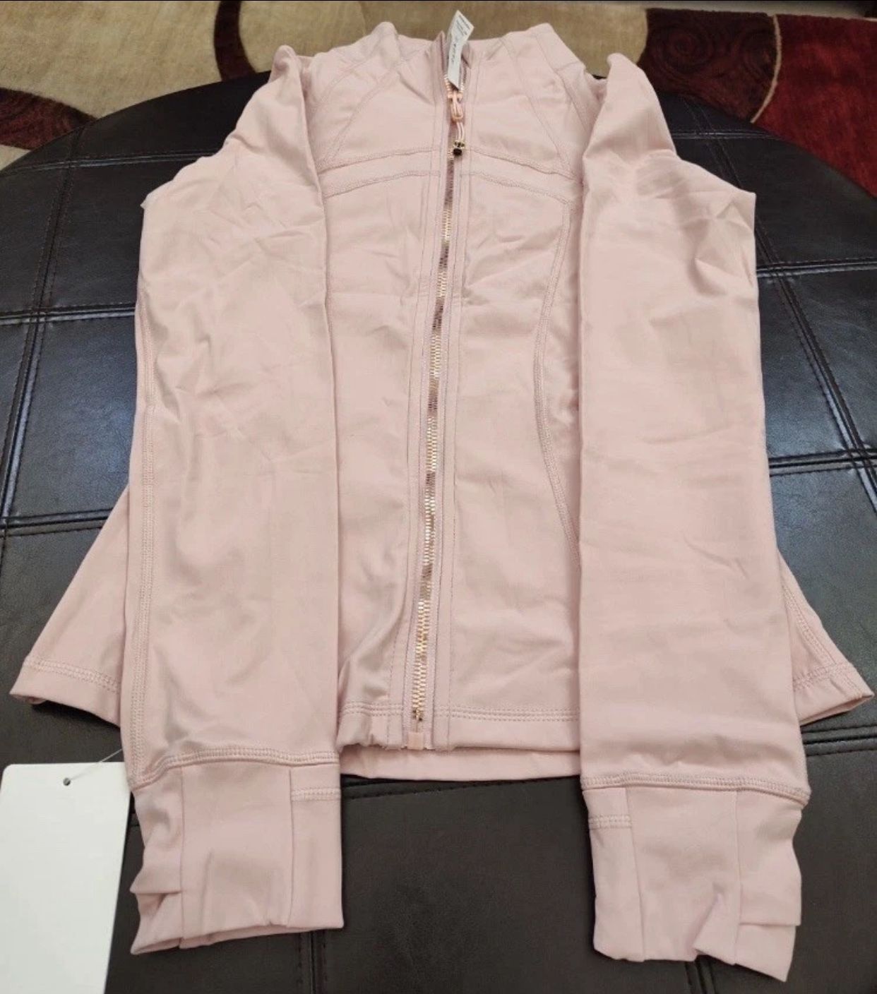Lululemon Define Jacket Pink/Rose Gold matching set with flare leggings