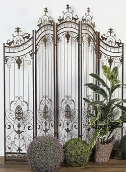 5 PANEL ECLECTIC METAL ROOM DIVIDER BY DECO 79 - NEW