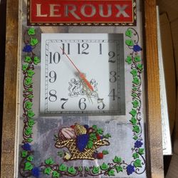Leroux Liqueur Mirror Wall Clock Advertisement