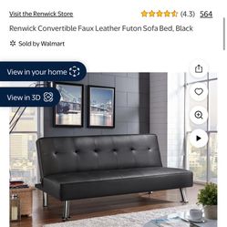 Black Leather Futon Sofabed 