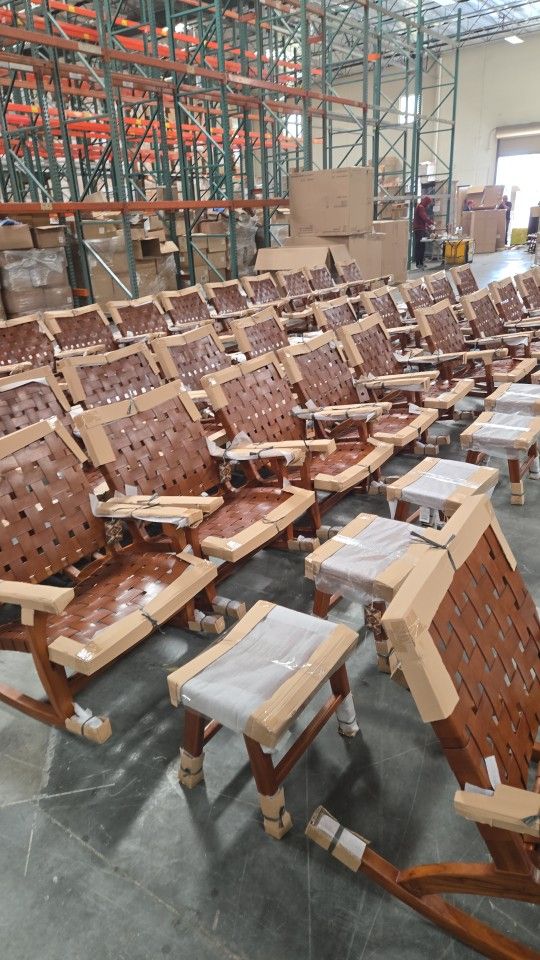 Wooden Rocking Chair With Stool 4 Pcs Set
