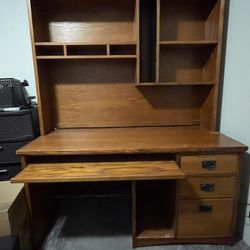 Solid Wood Desk with Matching Hutch