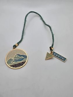 Earth Tag Enamel Bookmark Charm in Teal and Gold