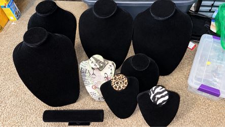 Jewelry Display Lot – Black Velvet Necklace Busts & Stands – $75 OBO