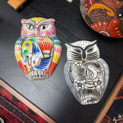 Hand Painted Wall Owls 