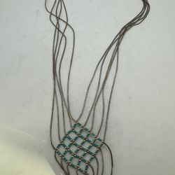 Vintage Turquoise And Sterling Silver Necklace 