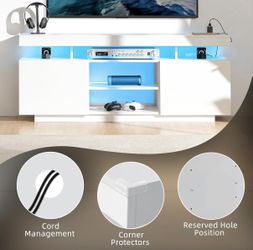 Modern LED TV Stand for 65/60/55 inch TV with Power Outlets