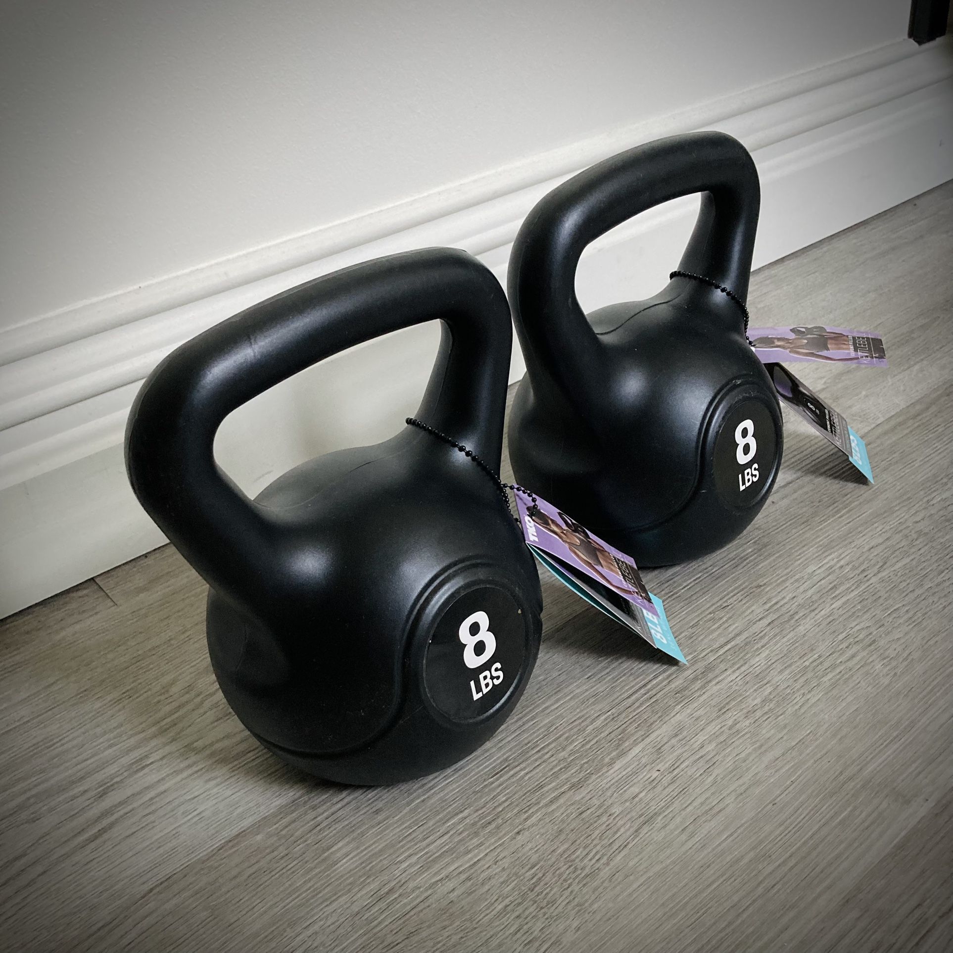Two 8lb kettlebells