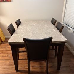 Solid Wood + Marble Dining Table Set – $550 – Must Go Tomorrow