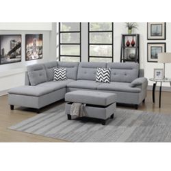 Gorgeous 3 Piece Sectional and Ottoman with Storage