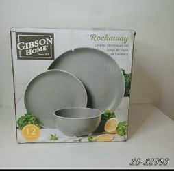 Grey dinnerware  set 12 pieces. New