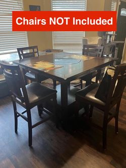 High-Top Dining Table with Built-In Lazy Susan & Leaf Extensions - Chairs NOT Included