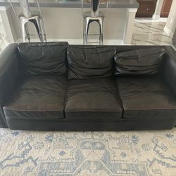 Bernhardt Black Leather Sofa