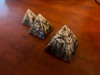 Egyptian Solid Stone Pyramid Set (3) – Pharaoh & King Tut Designs – From Egypt
