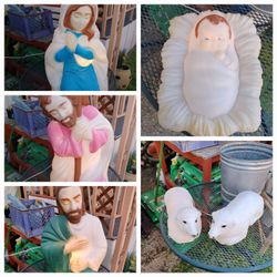 Set Of 6 Vintage Empire Nativity Blow Molds