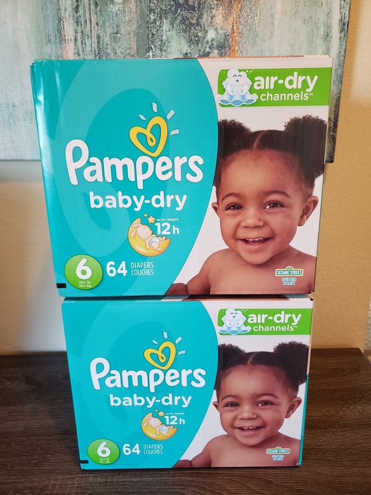 2 Boxes Of Pampers Diapers Size 6