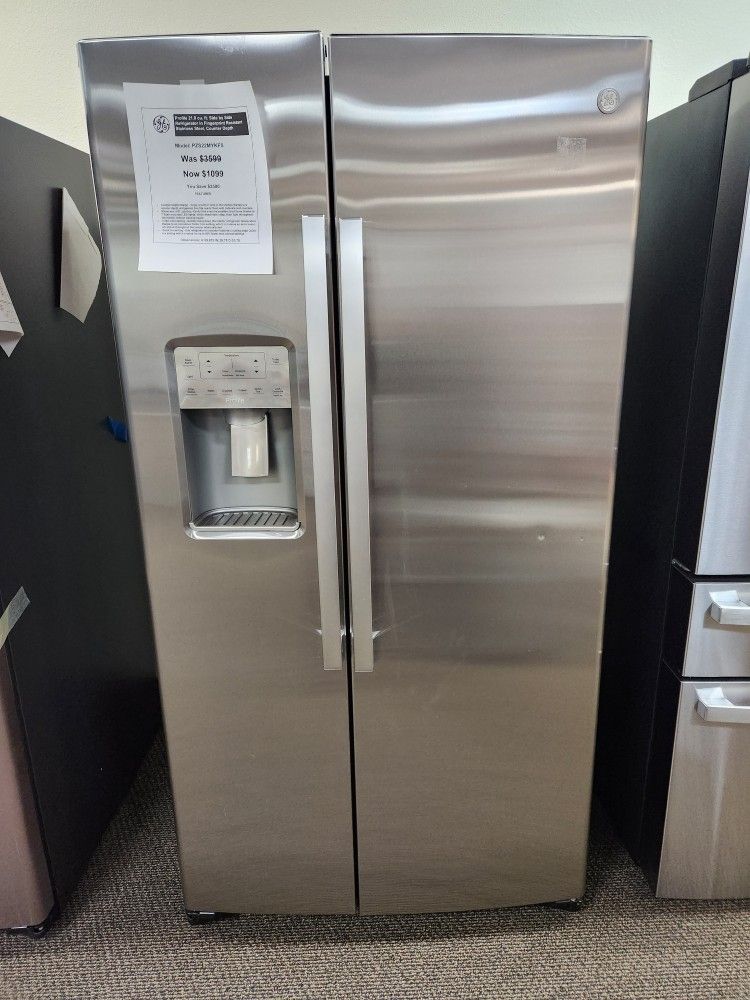 Profile 21.9 cu. ft. Side by Side Refrigerator in Fingerprint Resistant Stainless Steel, Counter Depth