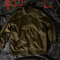 Bernardo Womens Large Bomber Boyfriend Jacket Green Full Zip Lined Pockets 16707