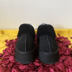 Women's Shoes UGG FUNKETTE Platform Sheepskin & Suede Slippers 1113474 BLACK