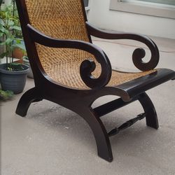 World Market Woven Sea Grass Curved Wood Chair