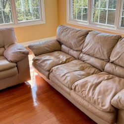 Leather  Couch And Chair