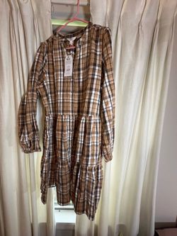 Plaid Brown Dress L
