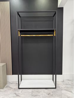 Modern Black & Gold Clothing Display Rack