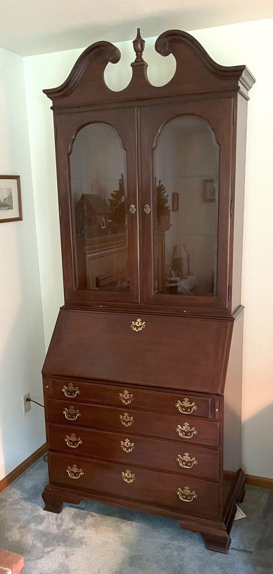 Secretary Desk With Glass Bookshelf by DREXEL