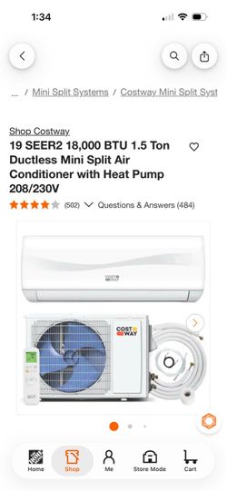 Costway 12000 BTU Ductless Mini Split AC Heat Pump