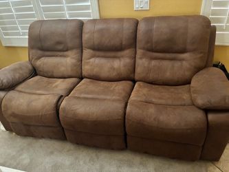 Brown Microfiber 3-Seat Reclining Sofa
