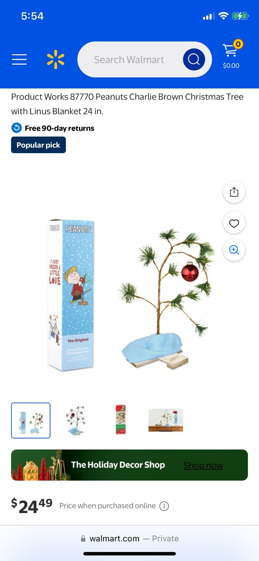 Charlie Brown Peanuts Christmas Tree 18 inch