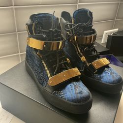 Giuseppe Zanotti///Hi-Sneakers/US 9/Animal Pattern/ Others/BLU//ramses snakeprint velvet