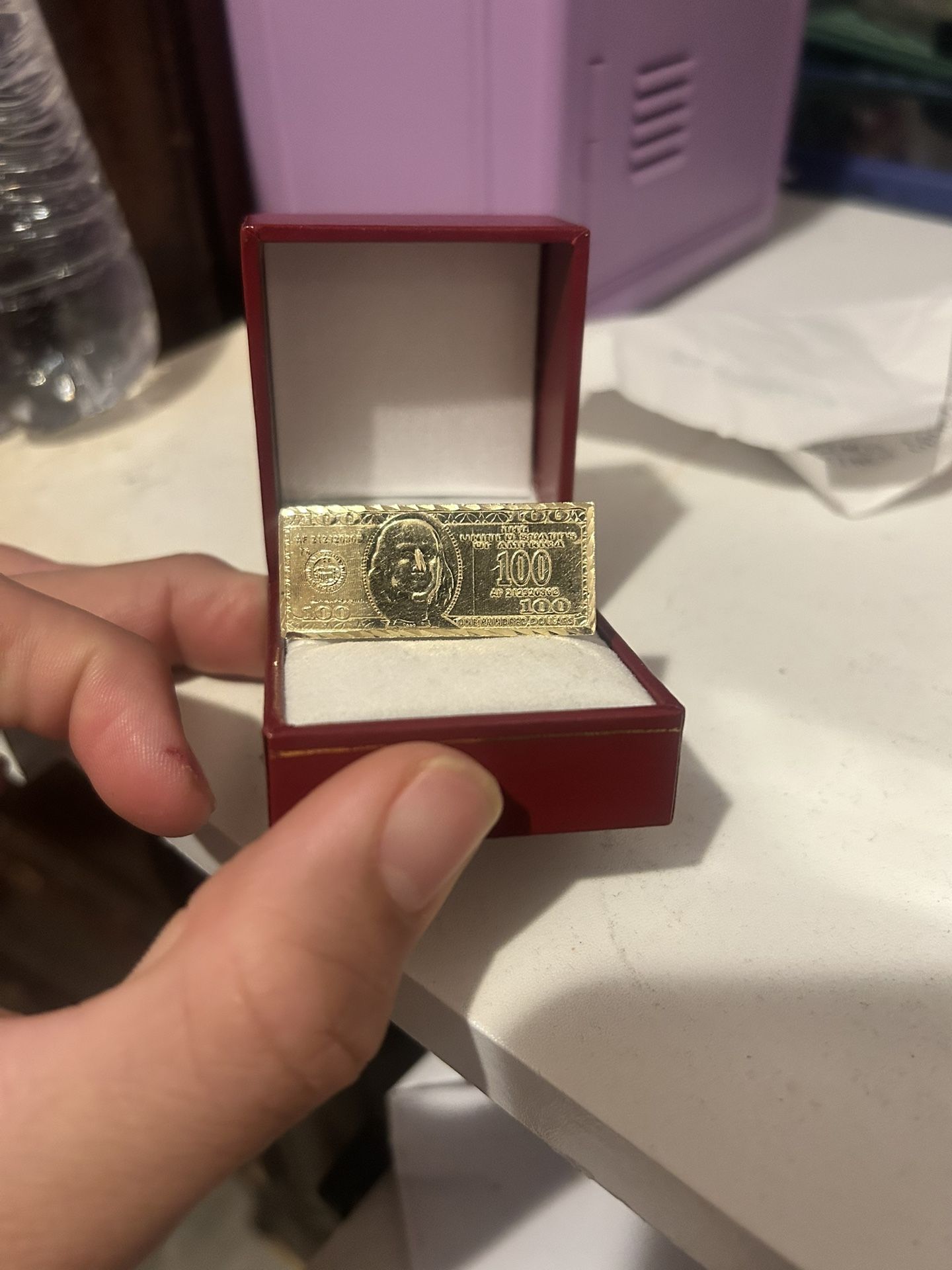 Real 10k 100 dollar bill ring