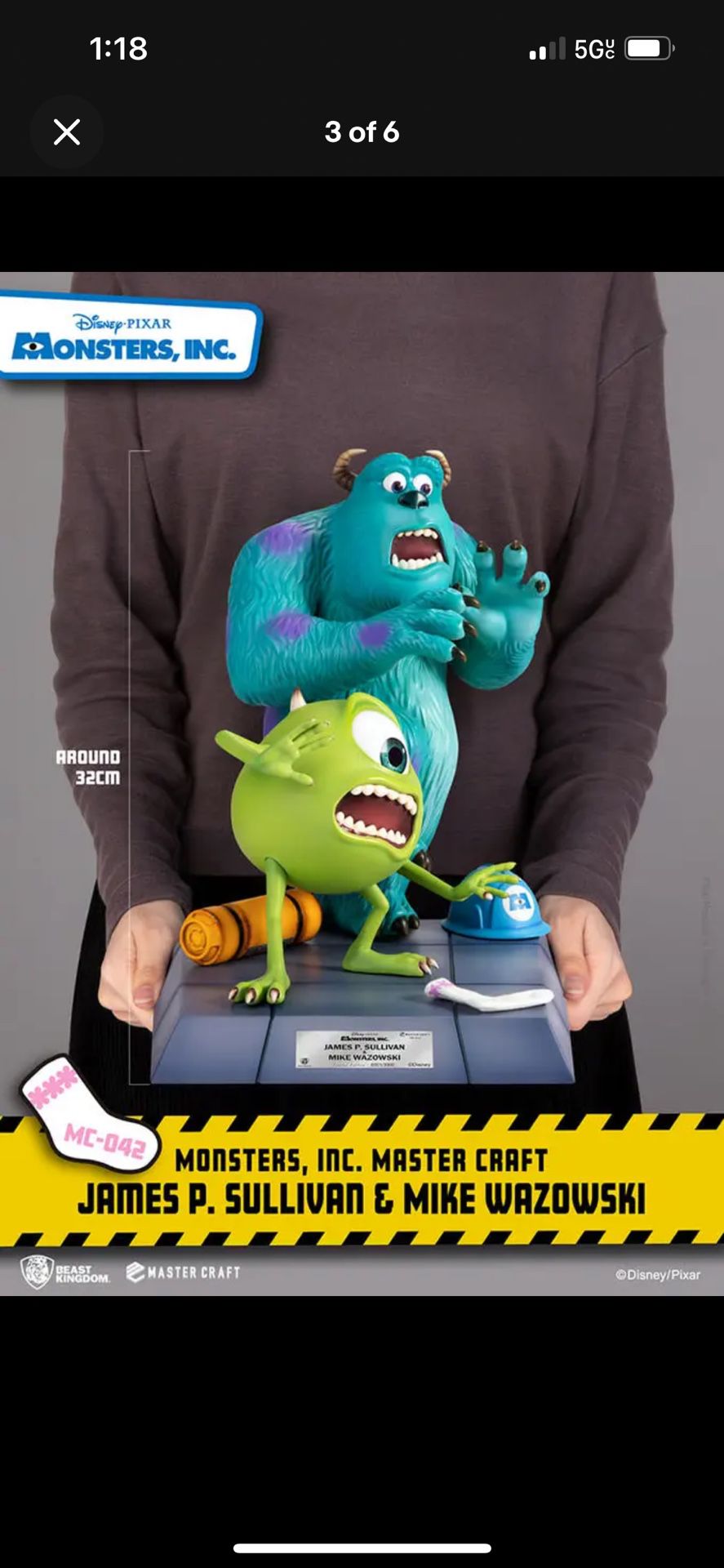 NIB Beast Kingdom Master Craft Disney Pixar Monsters, Inc. Mike & Sulley Figure