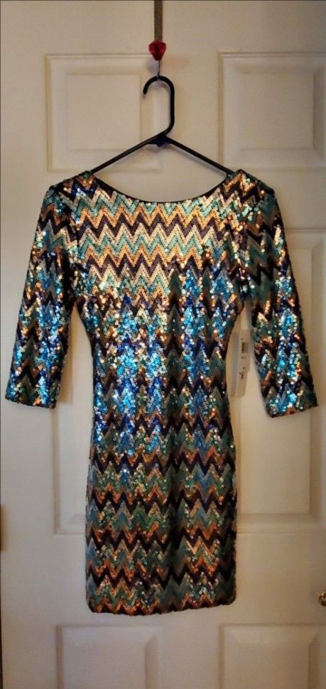 Love Reign Chevron Sparkle Sequin Dress