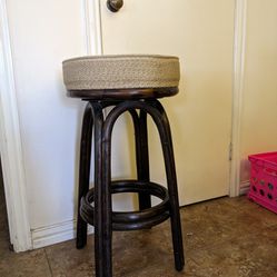 4 Wooden Bar Stools Bamboo Style